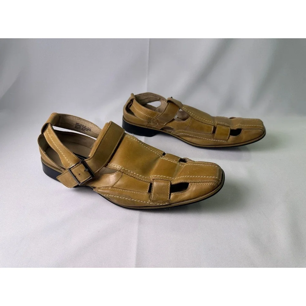 STACY ADAMS Men's‎ 10.5 M Tan Leather Fisherman Buckle Sandals 24658